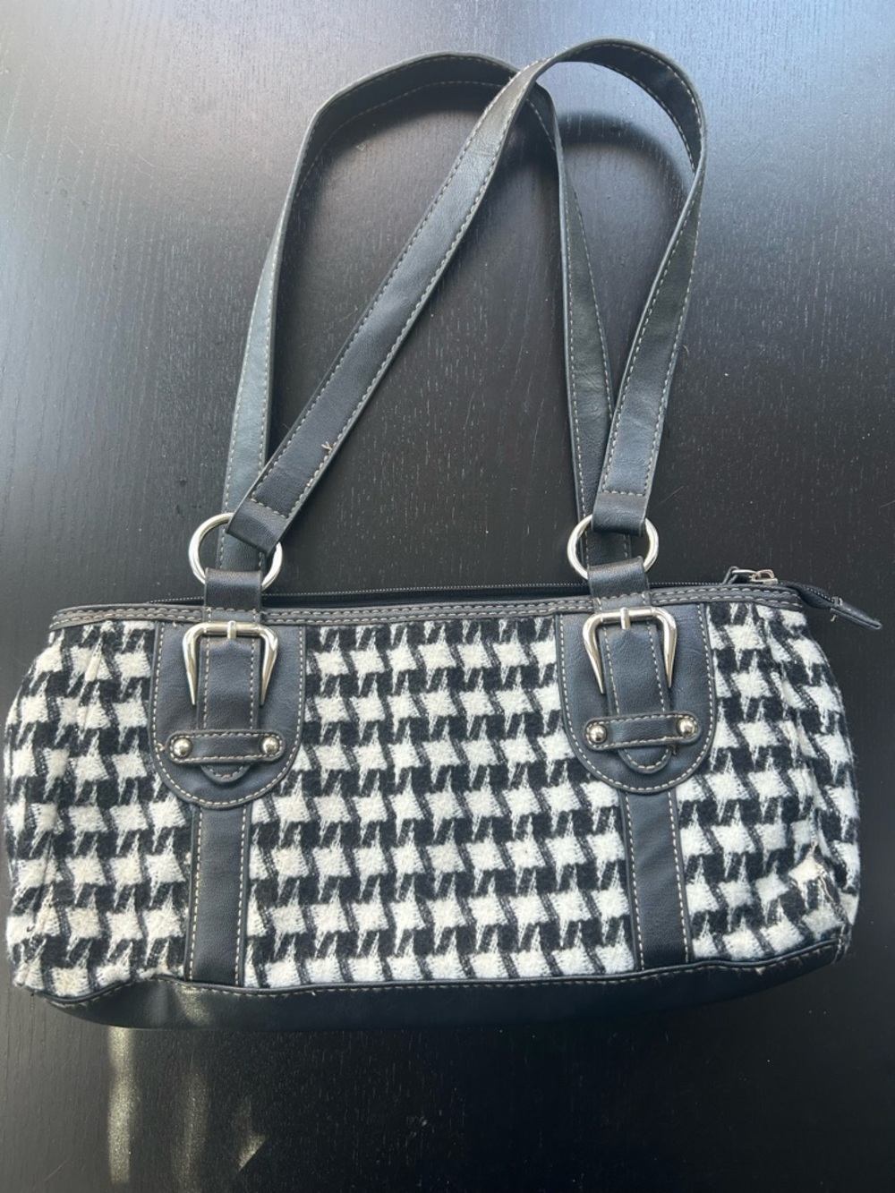 croft & barrow Black and White Houndstooth Shoulder Bag